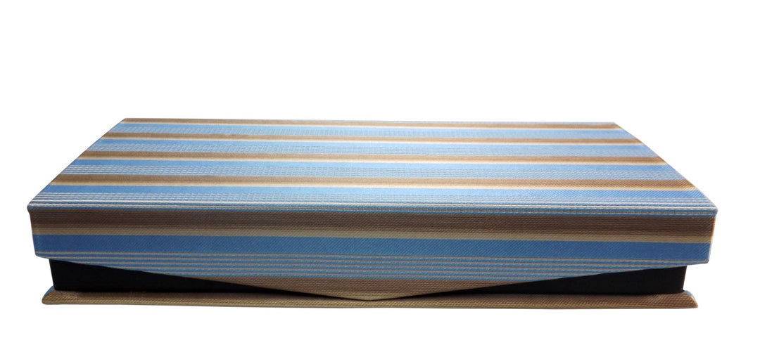 Luxurious Mens Silk Feel Stripe Necktie Cufflinks Handkerchief Set