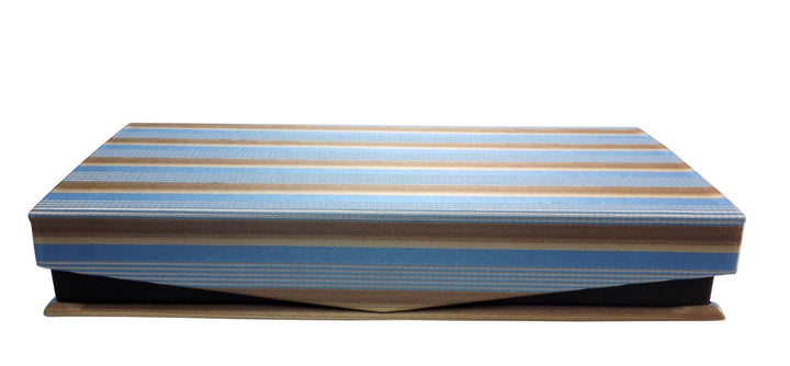 Luxurious Mens Silk Feel Stripe Necktie Cufflinks Handkerchief Set