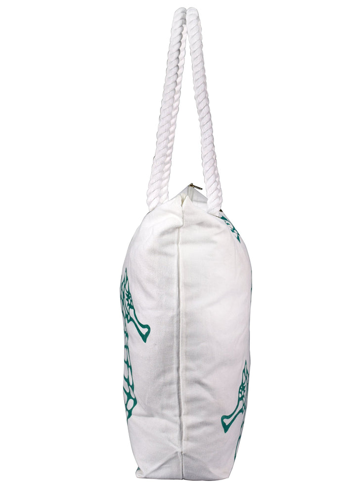 Seahorse Design Cotton Canvas Beach Tote