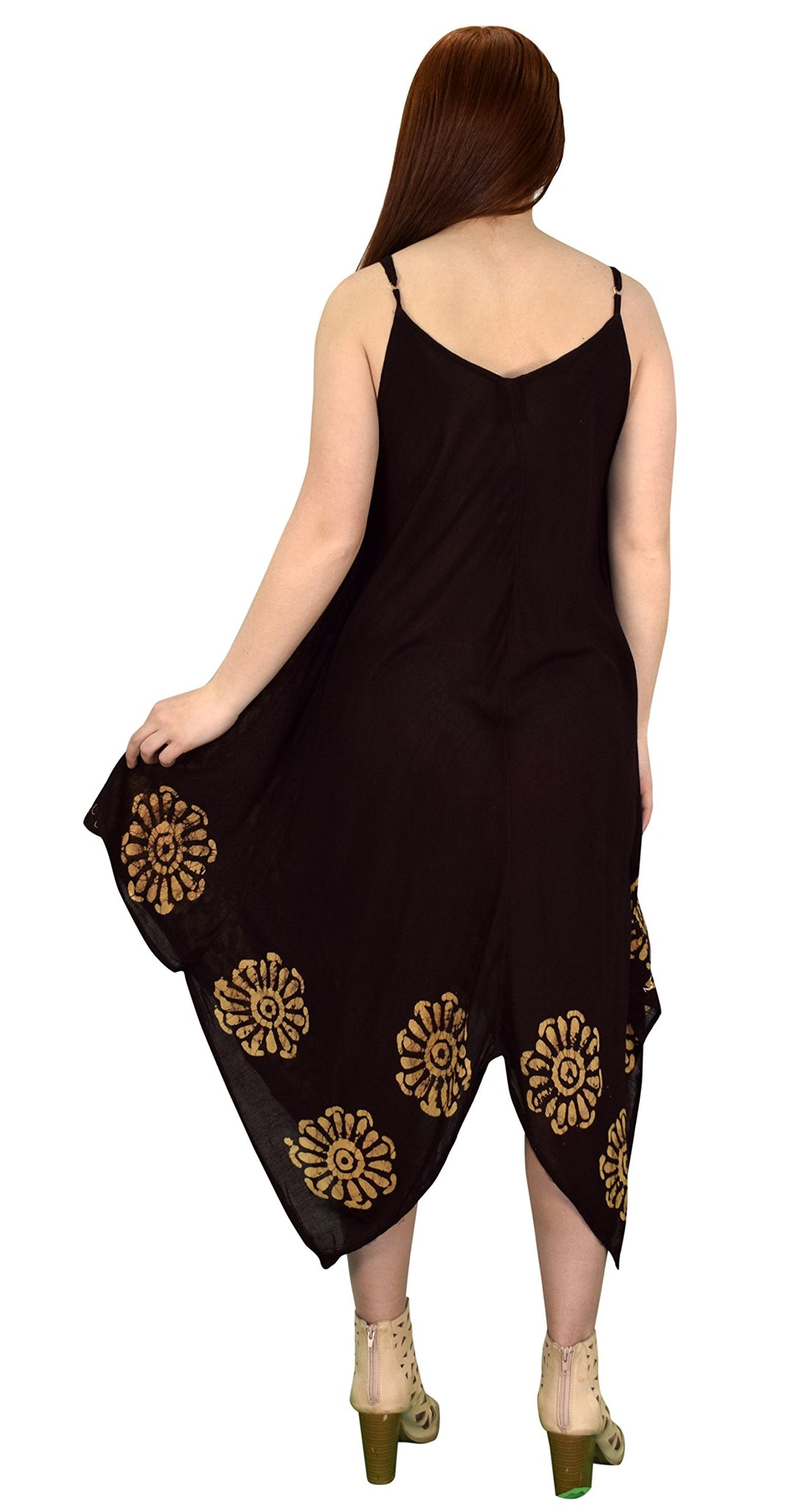 Floral Tie Dye Handkercheif Hem Sleeveless Summer Dress Cover up