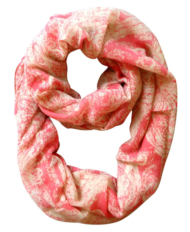 Pink/Cream Peach Couture Goddess Paisley Infinity Loop Scarf