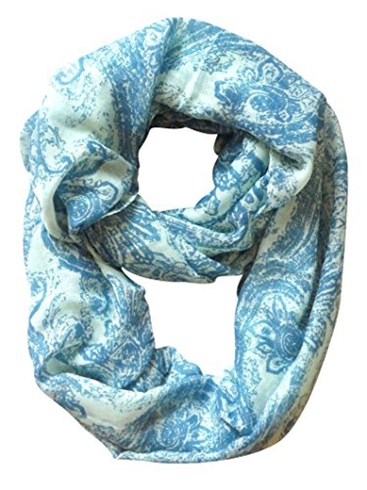 Blue Peach Couture Beautiful Graphic Sunflower Paisley Print Infinity Loop Scarf