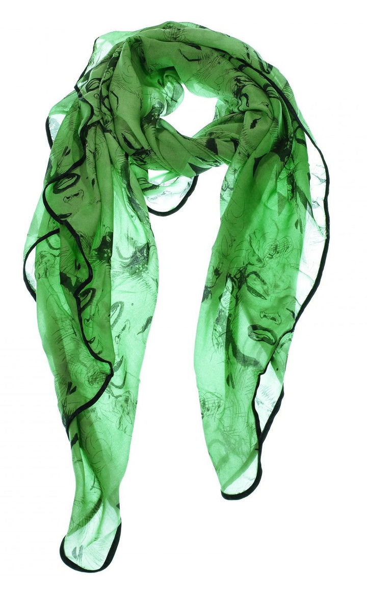 Vintage Chiffon Feel Marilyn Monroe Design Scarf/wrap w/Silk Black Border