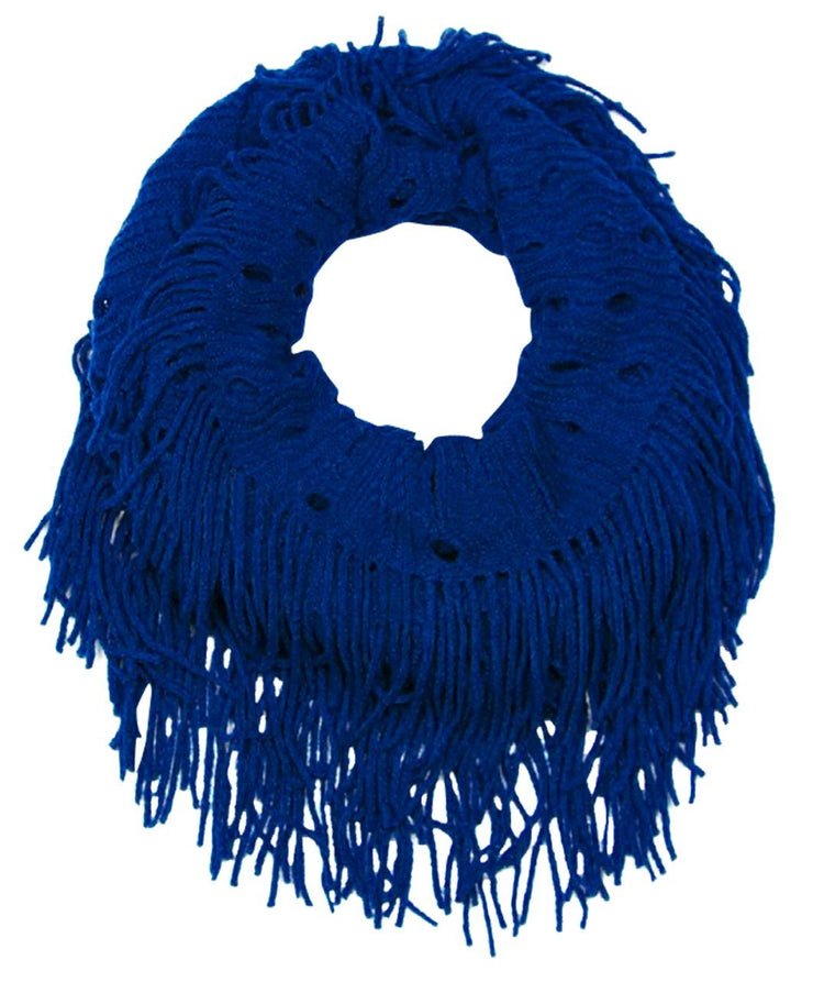 Blue Peach Couture Warm Bohemian Crochet Hand Knitted Fringe Infinity Loop Scarf Wrap