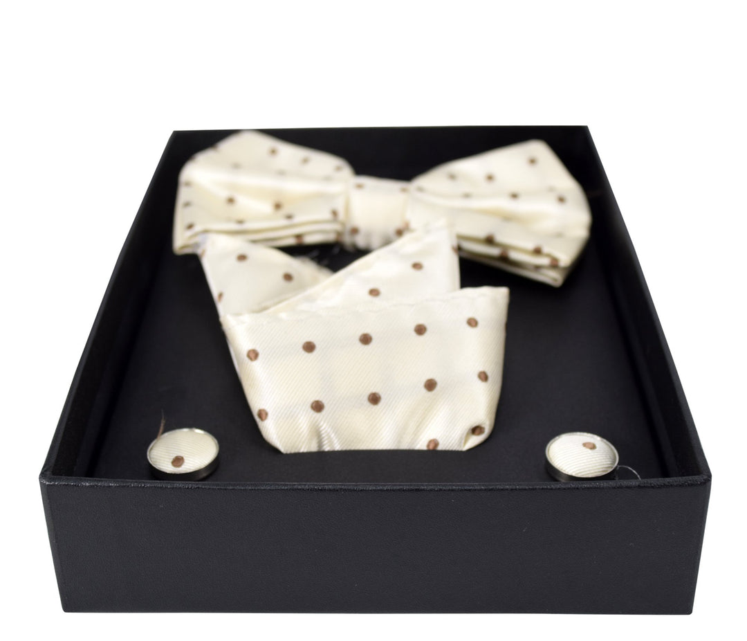 Mens Pre-tied Adjustable Tuxedo Bow Tie Cufflinks Pocket Square Set
