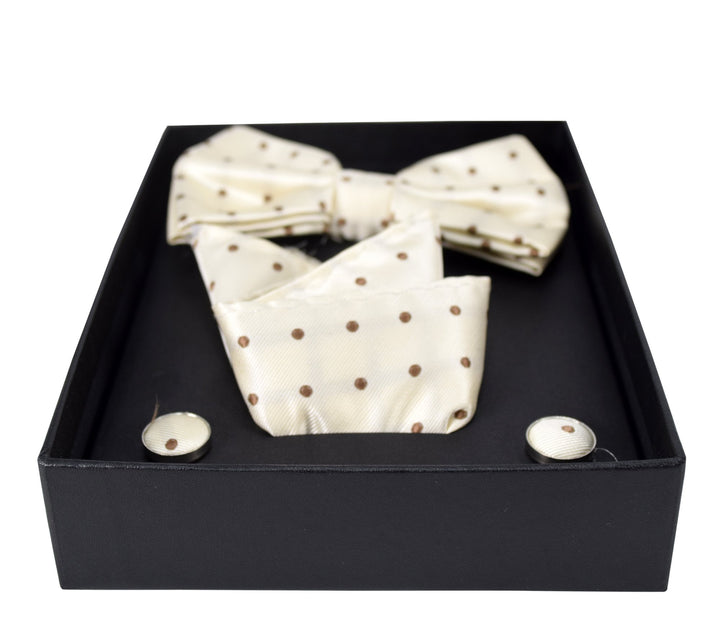 Mens Pre-tied Adjustable Tuxedo Bow Tie Cufflinks Pocket Square Set
