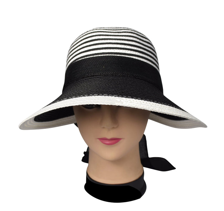Womens Floppy Bow Knot Asymmetric Wide Brim Panama Sun Hat