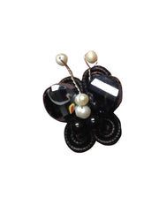 Gems Couture Jewelry Unique Black Onyx W/Fresh Water Pearls Butterfly Shaped Adjustable Ring