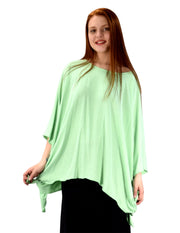 Womens Loose Silhouette Uneven Hem Over Sized Tunic Tops