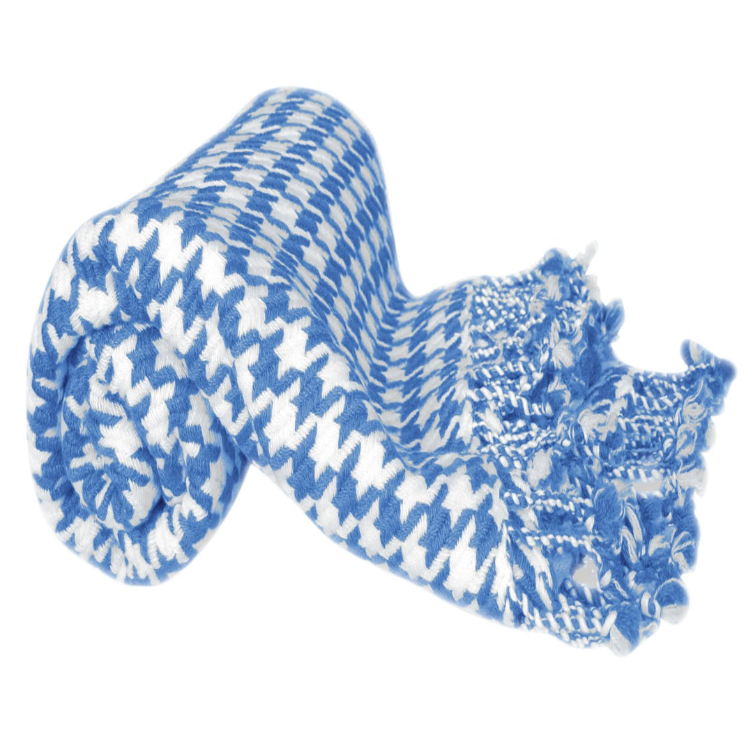 Blue Cashmere Wool Houndstooth Throw (50x60")
