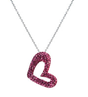 Pink Crystal CZ Stones Shimmering Heart 92.5 Sterling Silver Pendant