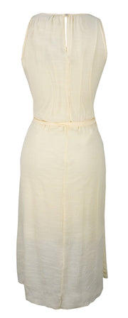 Womens Hi Low Gold Embellished Tank Dress with Fabric Waist Tie