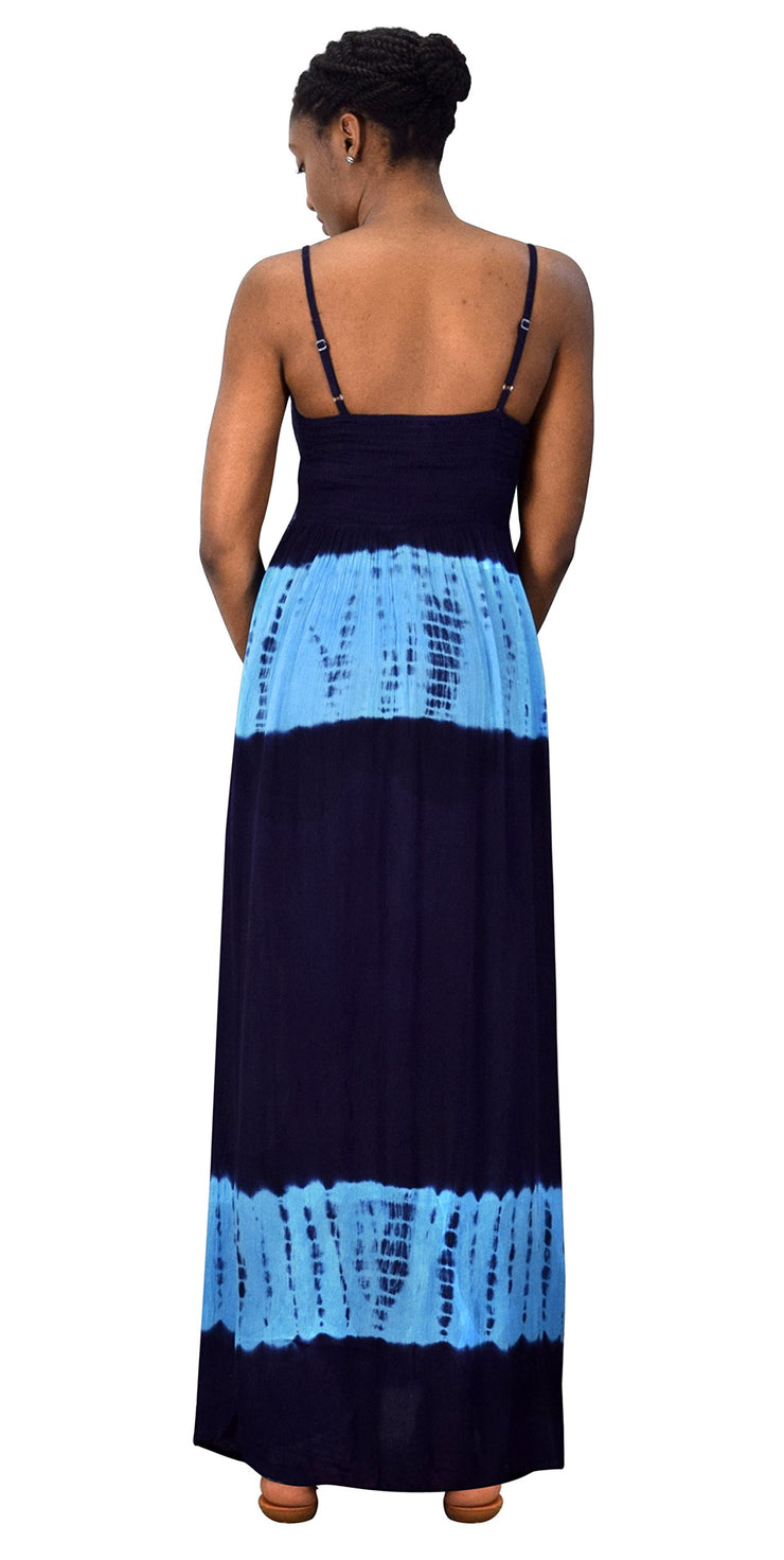 Summer Fashion Womens Spaghetti Strap Tie Dye Crepe Maxi Dresses