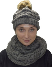 A7111-2Pair-Cable-Hat-Scarf-Grey-KL