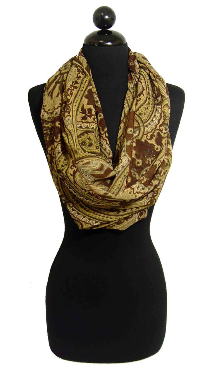 Vintage Brown Paisley Fashion Loop Scarf Scarves – Peach Couture