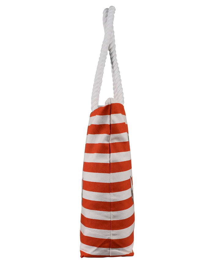 Anchor Print Cotton Canvas Beach Tote