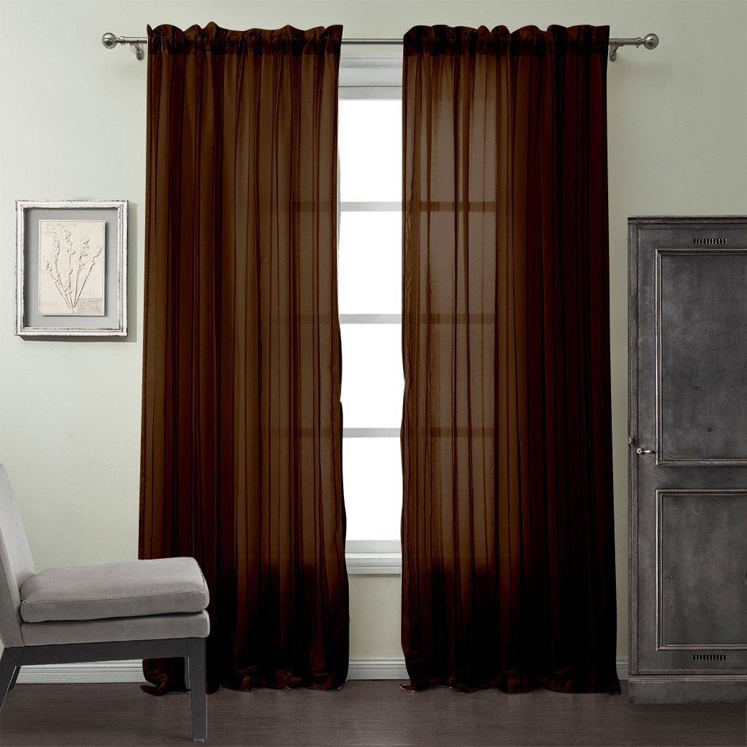 Woven Sheer Solid Drape Curtain 55 x 84 in - Double Panel Set