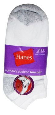 Hanes Women's Low Cut Comfort Toe Seam Cushion 3 Pair Value Pack Socks Size 5-9