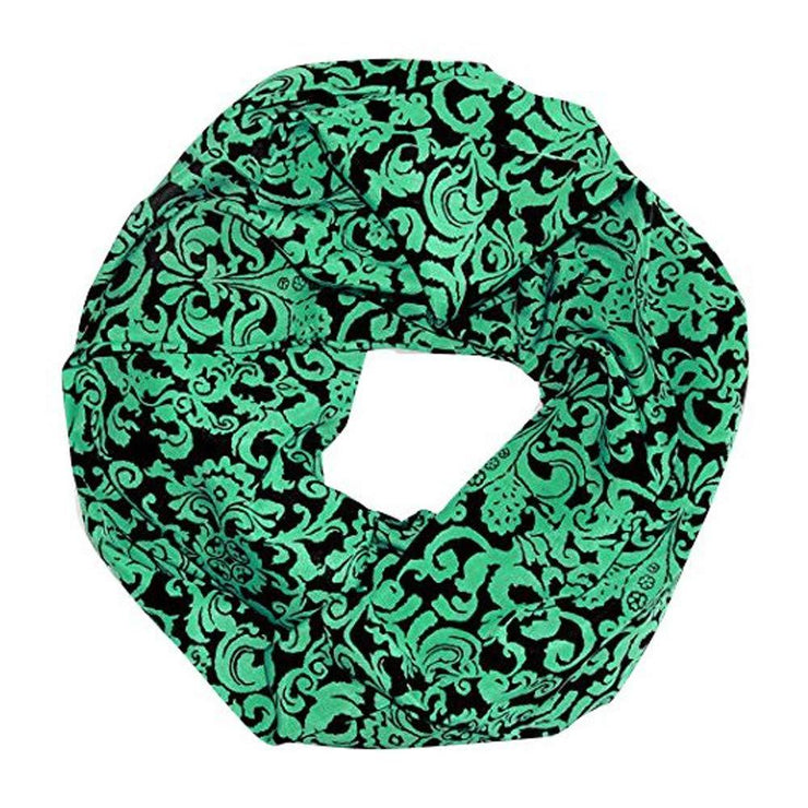 Green/Black Peach Couture Women's Henna Tribal Floral Paisley Print Boho Infinity Scarf Loop