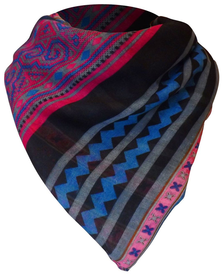 Pink/Black/Blue Lightweight Aztec Tribal Print Design Chevron Vintage Pashmina Shawl Wrap Scarf