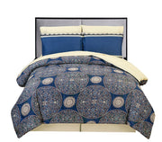 Couture Home Collection Damask 8 Pc Comforter Set Flamming star Blue Full