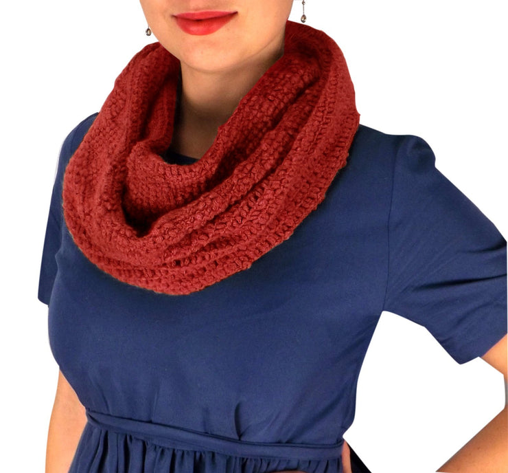Red Womens Glamorous Chic Warm Knitted Winter Snood Infinity Loop Scarf