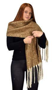 Winter Soft and Warm Cashmere Feel Tasseled Knitted Chunky Wrap Scarf