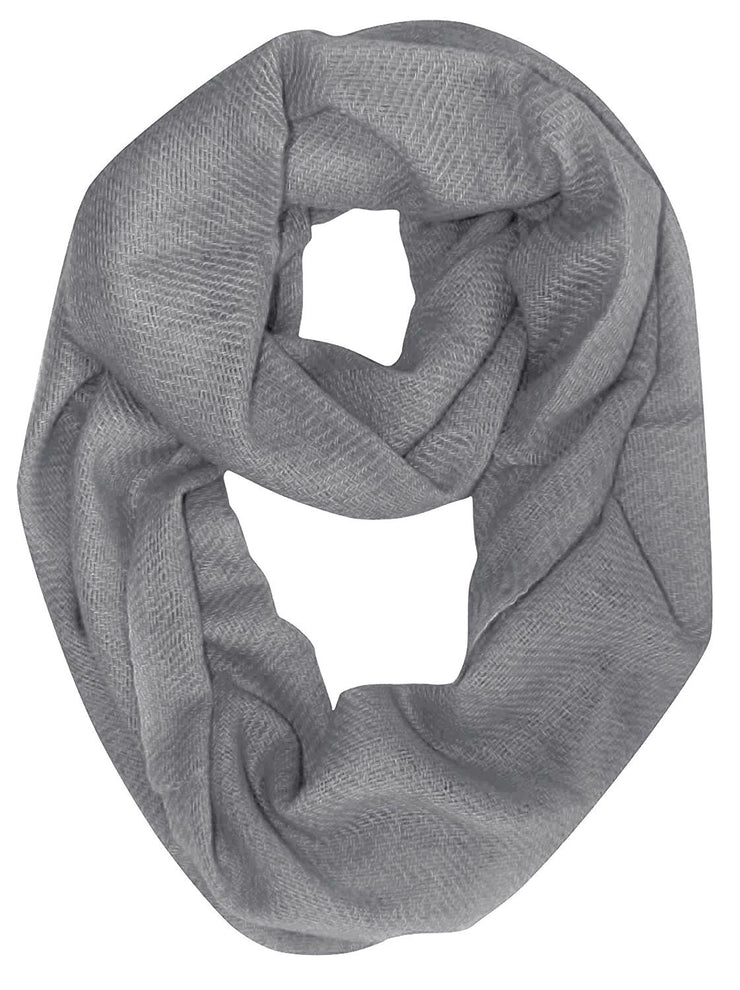 Gray Light and Soft Luxurious Cashmere Wool Infinity Loop Wrap Scarf
