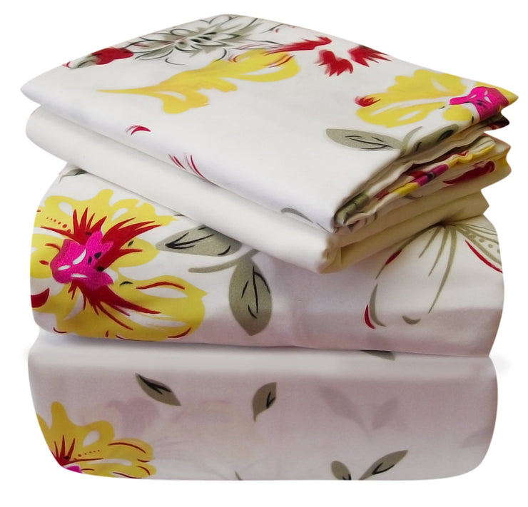 Couture Home Collection Azalea Floral Printed 100 % Wrinkle Free Cotton Sheet Set