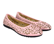 Peach Couture Womens Chelsea Laser Cut Crochet Bow Perforated Ballet Flats Shoes