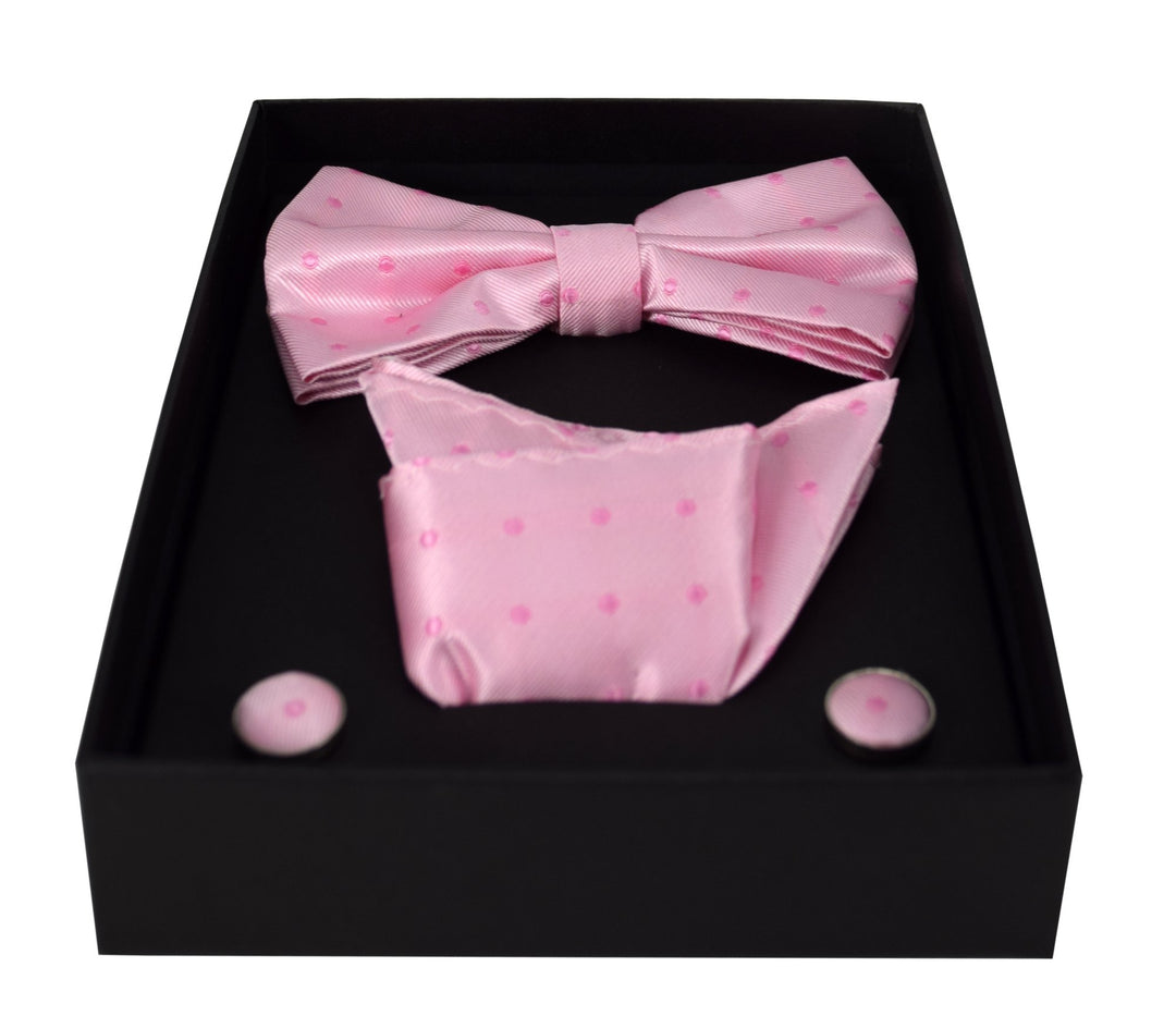 Mens Pre-tied Adjustable Tuxedo Bow Tie Cufflinks Pocket Square Set