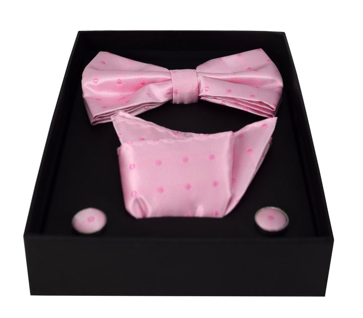 Mens Pre-tied Adjustable Tuxedo Bow Tie Cufflinks Pocket Square Set