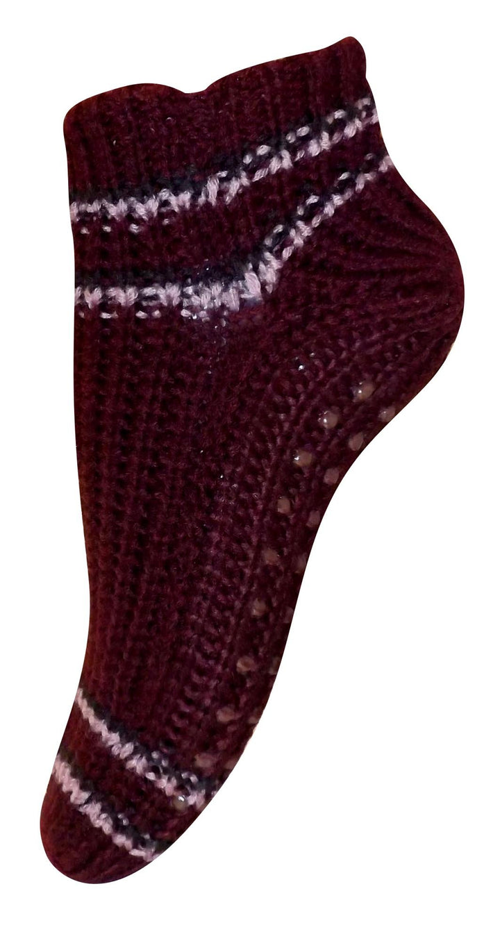 Womens Non Skid Crochet Knitted Sweater Pom Pom Slipper Socks Booties 2 Pack