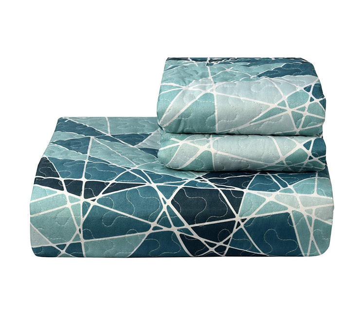 Couture Home Collection Bright Fun Bohemian Style Patchwork Quilt Set Coverlet Bedspread 3 Piece Set Teal, King