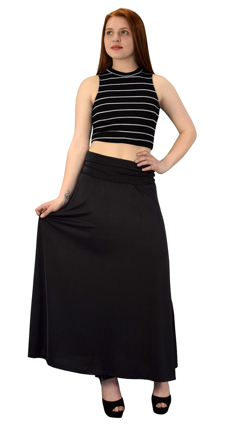 B3781-1075-Maxi-Skirts-Black-X