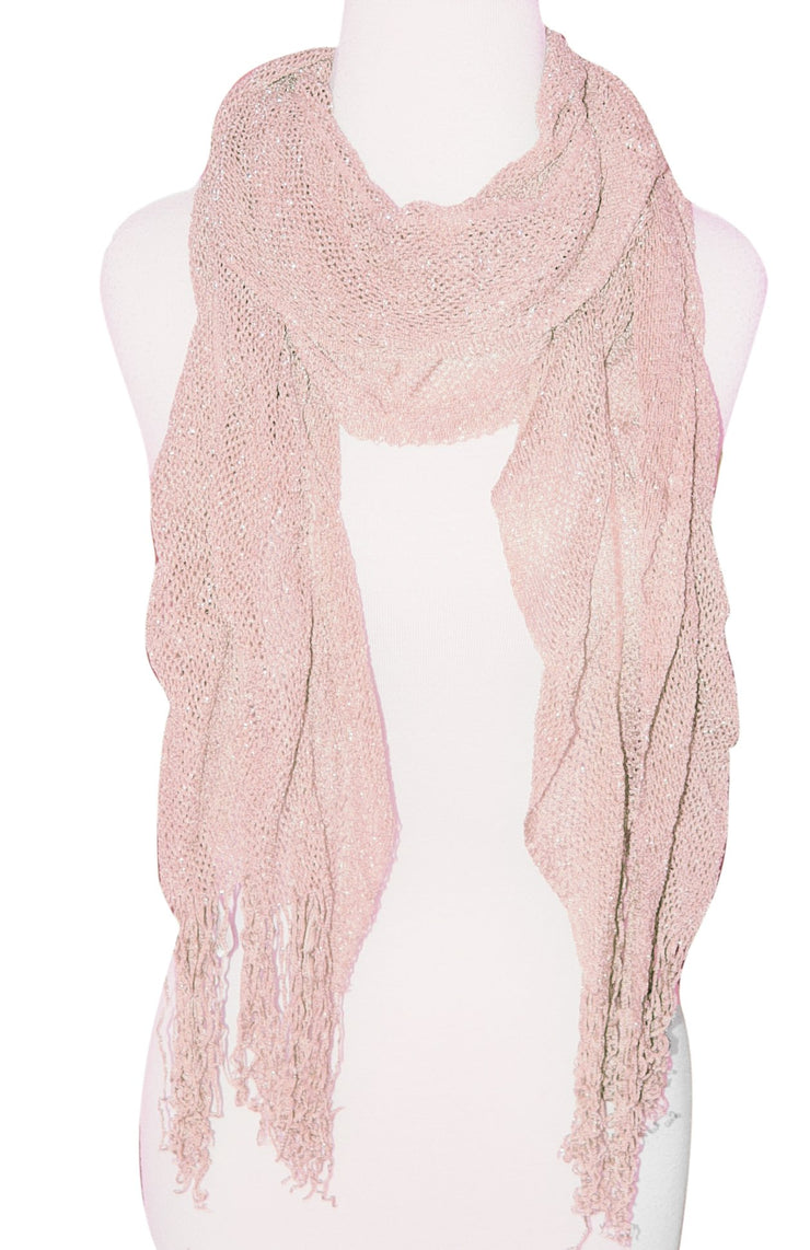 Metallic Sparkle Lace Handknit Fishnet Scarf/Wrap/Shawl/with Fringes