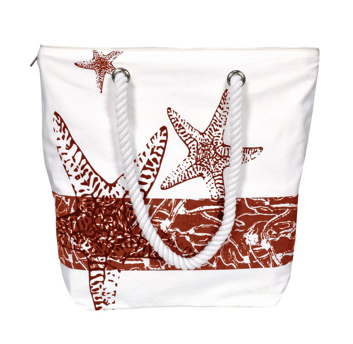 Starfish Design Cotton Canvas Beach Tote