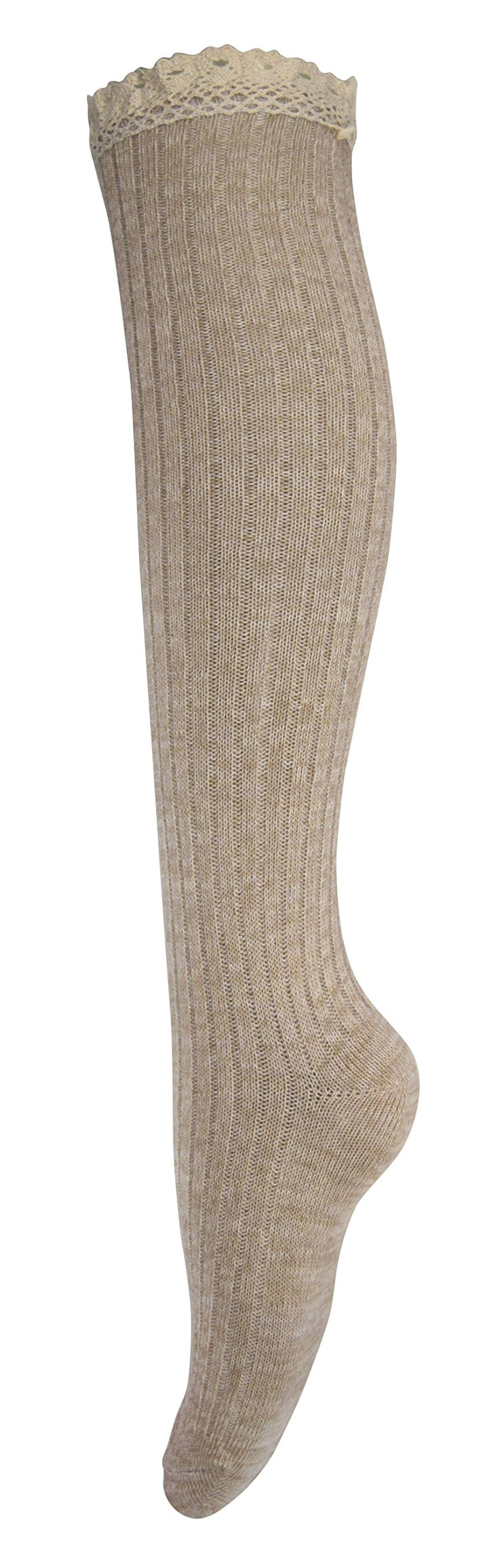 Lace Trimmed Warm Stylish Cotton Knit Knee High Boot Socks