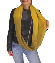 Cashmere feel Gorgeous Warm Two Toned Infinity loop neck scarf snood Ombre Yellow