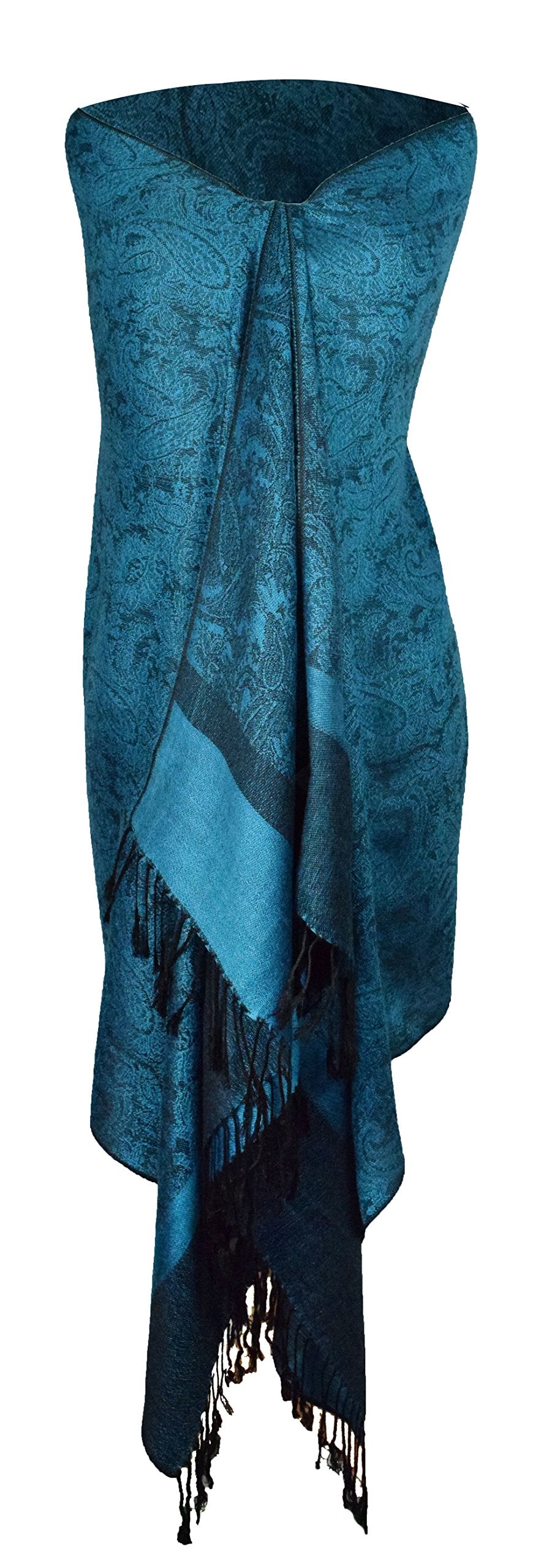 Peach Couture Elegant Vintage Jacquard Paisley Feel Shawl Wrap Scarf