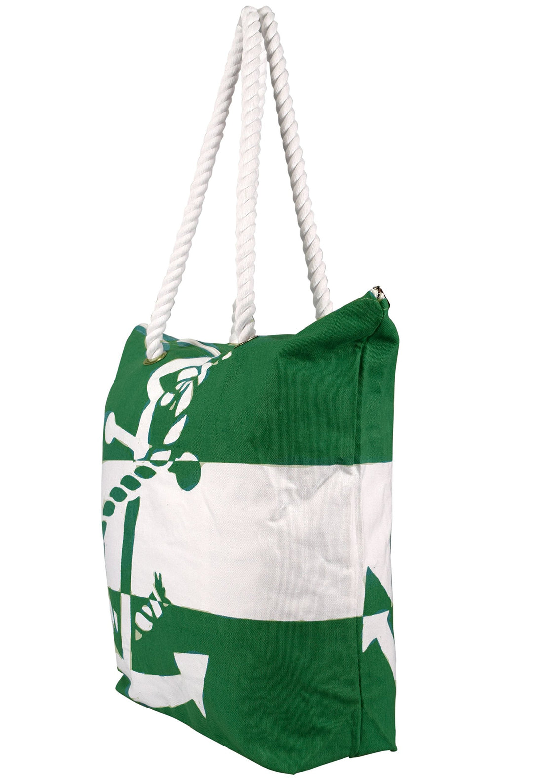 Anchor Print Cotton Canvas Beach Tote