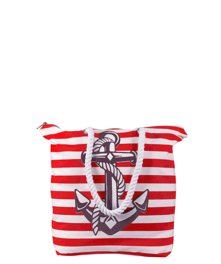 Anchor Print Cotton Canvas Beach Tote
