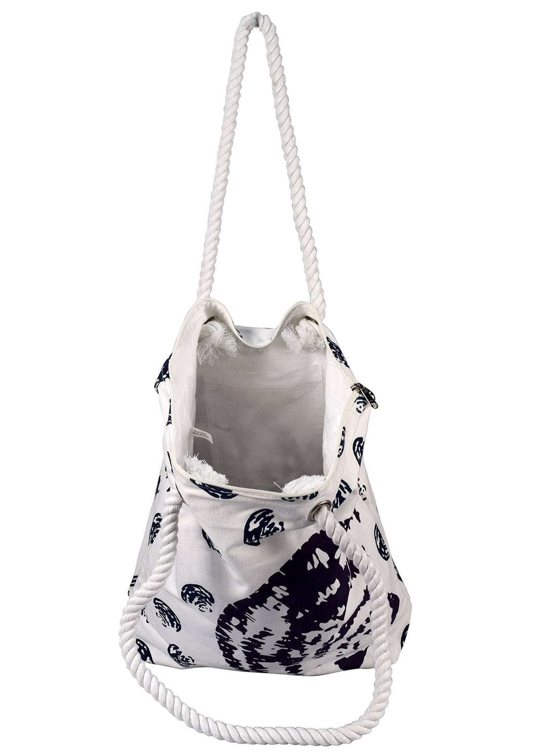 Seashells Print Cotton Canvas Beach Tote