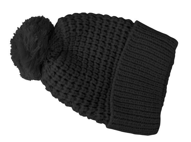 Oversize Hand Knit Pom Pom Double Layer Thick Winter Ski Beanie