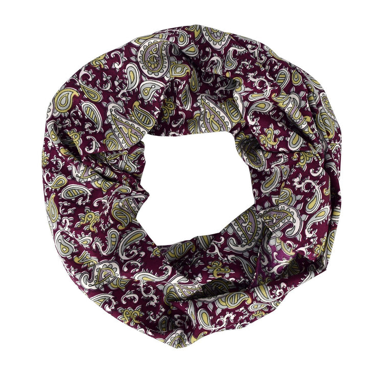 Maroon Peach Couture Chic Graphic Paisley Printed Infinity Loop Scarf Various Colors