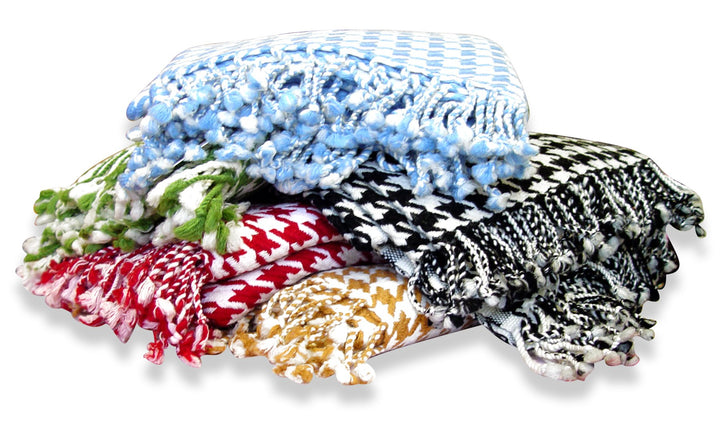 Brown Cashmere Wool Houndstooth Throw (50x60")