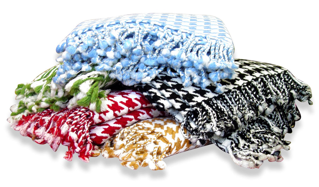 Red Cashmere Wool Houndstooth Throw (50x60")