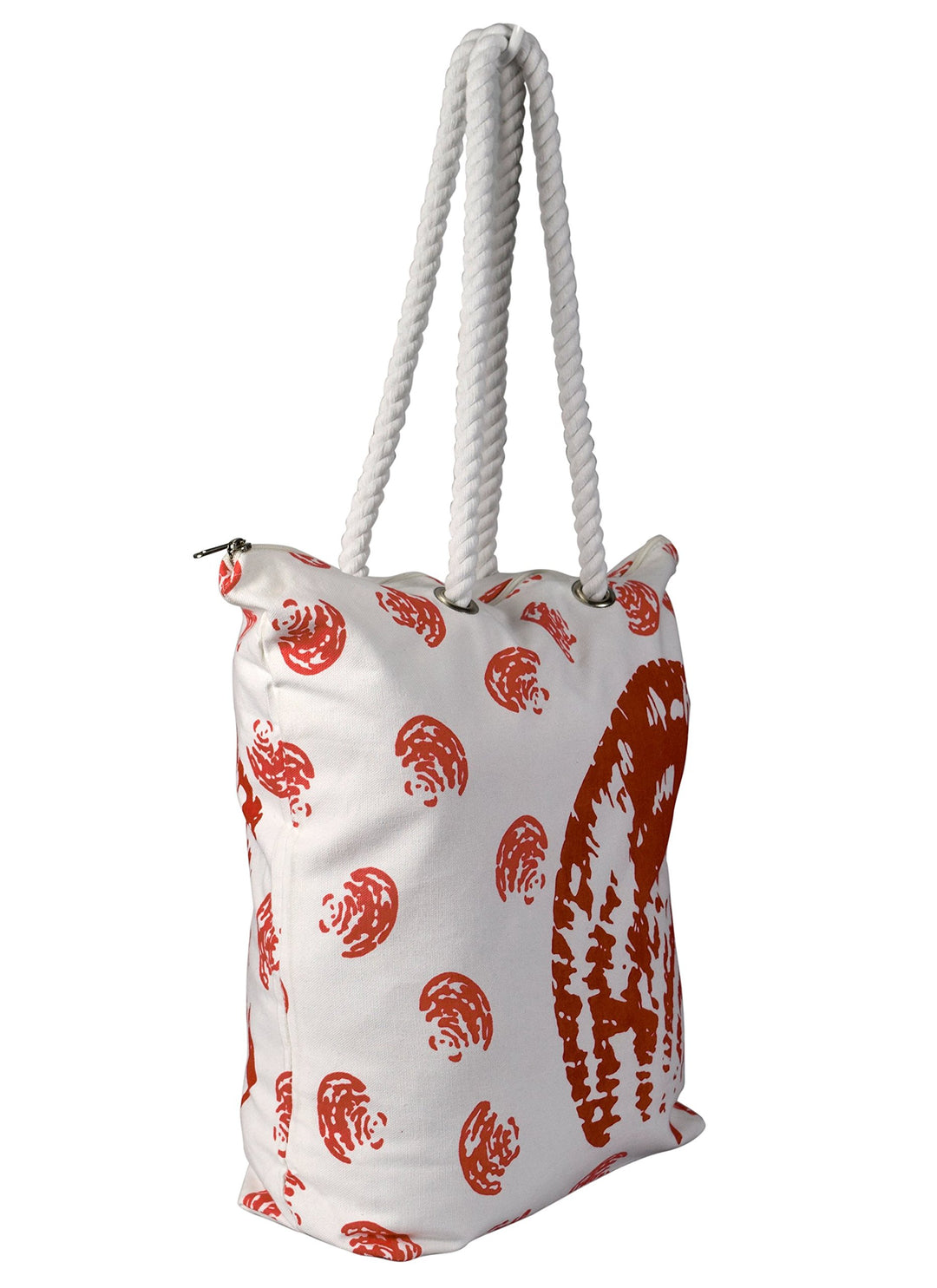 Seashells Print Cotton Canvas Beach Tote