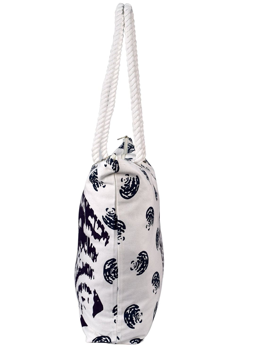 Seashells Print Cotton Canvas Beach Tote