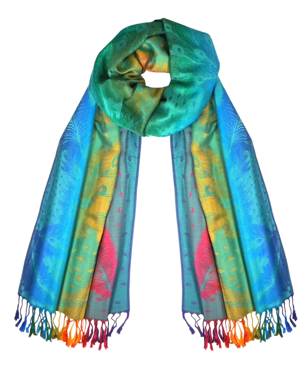 Rainbow Silky Tropical Pashmina Shawl